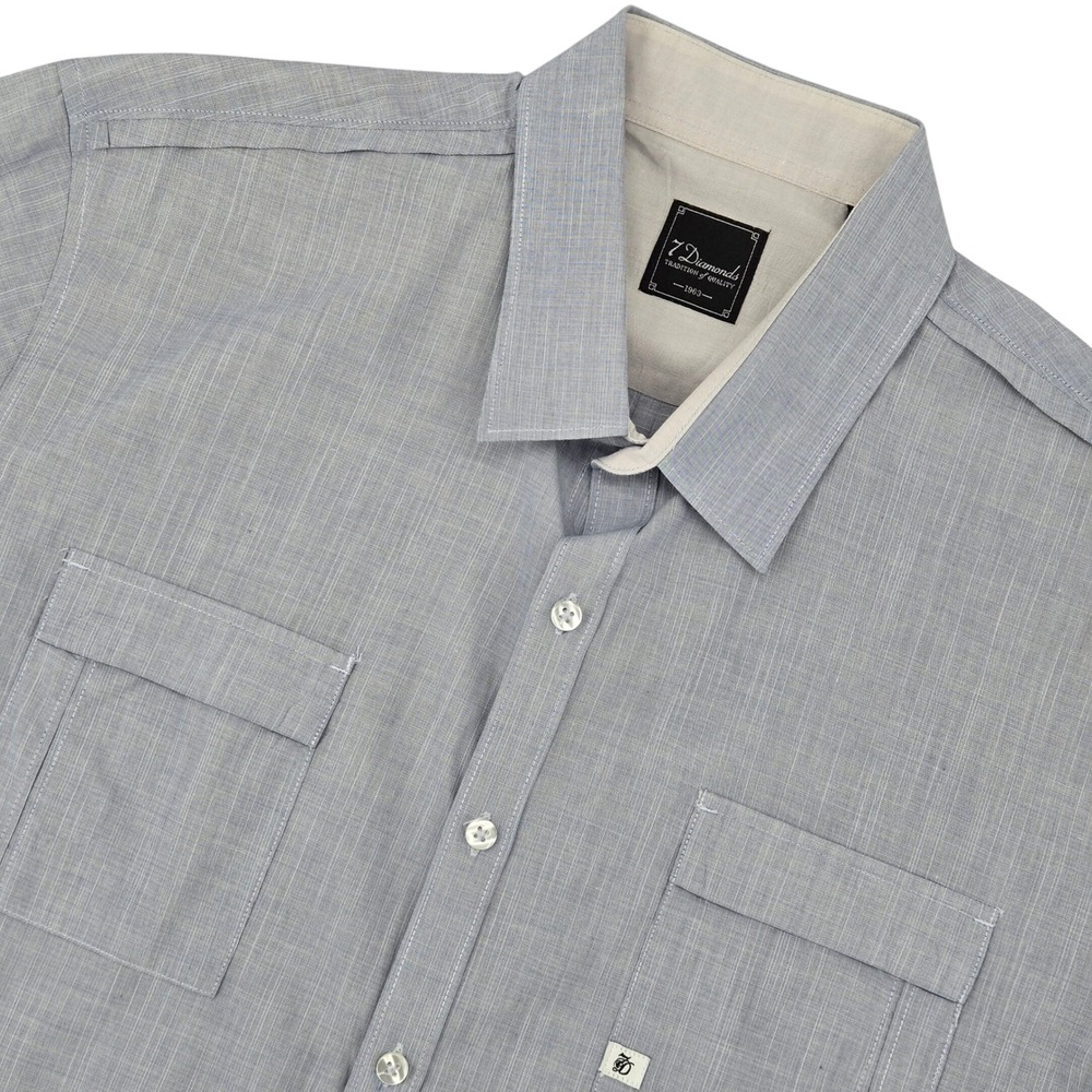 7 Diamonds XXL Short Sleeve Button Down Shirt Mens Light Blue Utility‎ Casual